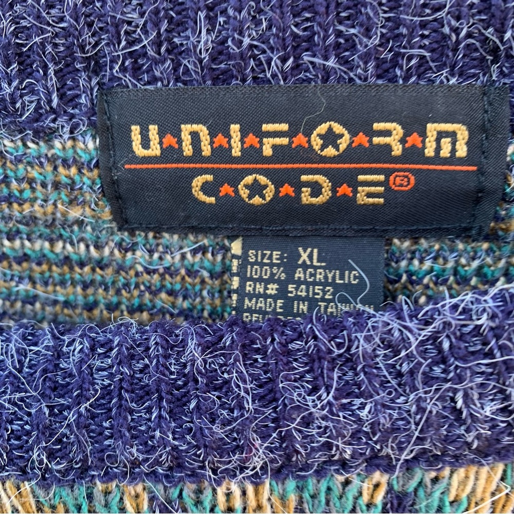 Vintage 80s Colorful Multicolor Geometric Loud Cosby Grandpa Plaid Sweater XL - Picture 13 of 17